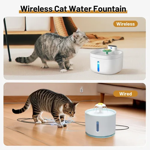 Vista 3 de Fuente de agua para gatos, fuente para gatos, dispensador de agua para mascotas de 91 onzas/2.6 L, fuentes de bebida recargables para gatos y perros