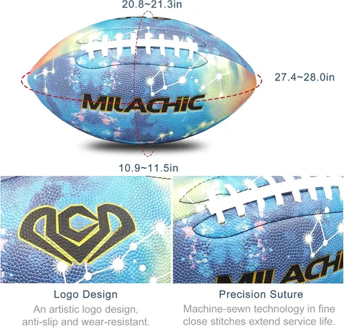 Vista 6 de Balón de fútbol que brilla en la oscuridad Tamaño 9 y Tamaño 6 para jóvenes, balones de fútbol luminosos y brillantes con súper agarre, de piel