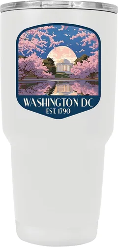 Vista 15 de Washington, D.C. Souvenir - Vaso aislado de acero inoxidable, 24 onzas, color negro, A