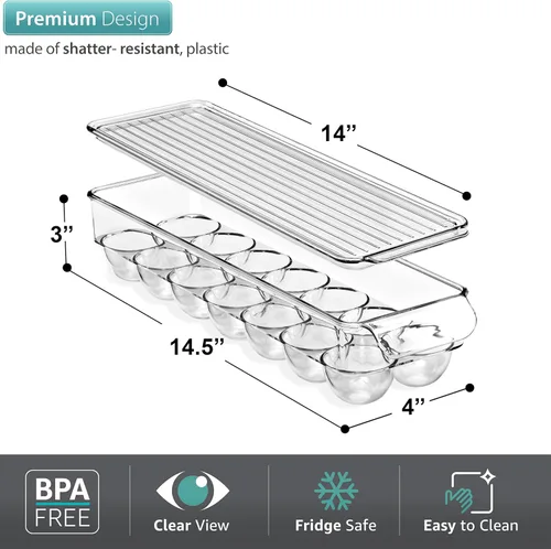 Vista 4 de Sorbus Organizador de latas de soda para refrigerador y soporte para huevos para refrigerador, 1 dispensador apilable para latas con capacidad
