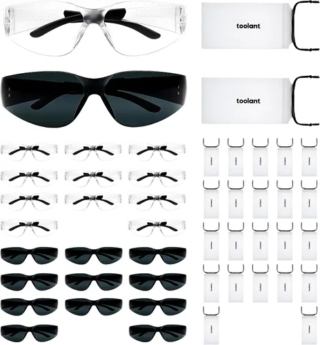 Vista 14 de toolant Bulk Safety Glasses with ANSI Z87.1 / UV 400 Standard, Clear and Smoke Grey