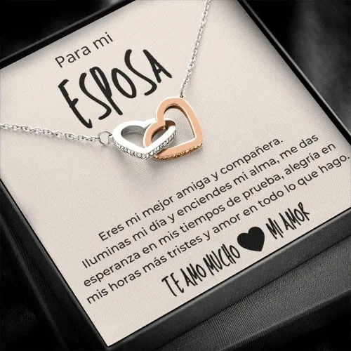 Vista 2 de Leos Print Shop Regalo para Esposa Regalos de Aniversario Para Mi Esposa Collar En forma de Corazon Plateado y Dorado Regalo Joyeria Para Mujer Con