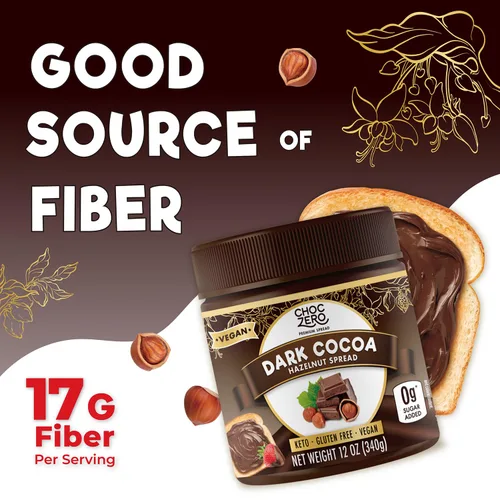Vista 5 de ChocZero Crema de chocolate amargo con avellana sin azúcar, vegano, tarro de 12 onzas Sin alcoholes de azúcar, keto, bajo en carbohidratos, alto