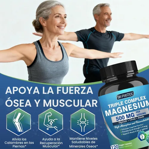 Vista 8 de DRFOSTER Complejo Triple Magnesio 500mg con Zinc, 120 Cápsulas