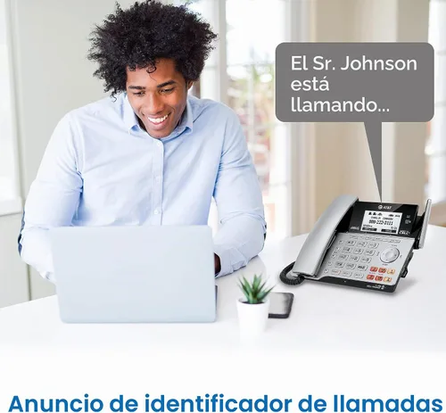 Vista 8 de Teléfono AT&T DECT 6.0 con identificador de llamadas y llamada en espera, Plateado/Negro