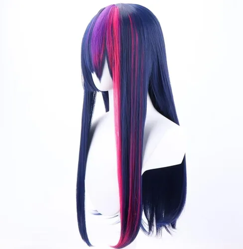 Vista 17 de COSPLAZA Cosplay peluca larga recta plana explosión sintética anime pelo negro