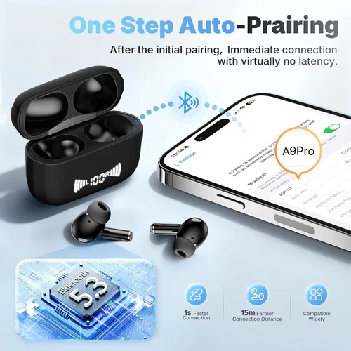 Vista 4 de Auriculares inalámbricos, auriculares Bluetooth 5.3 inalámbricos