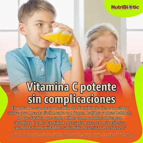 Vista 4 de NutriBiotic - Polvo de vitamina C tamponada con ascorbato de sodio, 2.2 libras Vegano, no ácido y más fácil de digerir que el ácido ascórbico