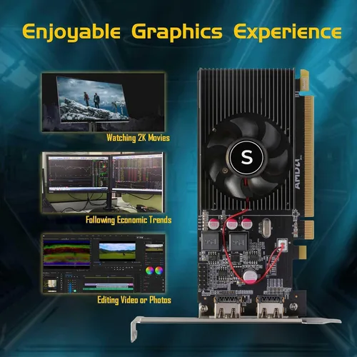 Vista 5 de Tarjeta gráfica Radeon HD 6570, dual HDMI, 1G GDDR3 de 64 bits, tarjetas de video PC, perfil bajo, GPU de computadora, PCI Express x 16, 60 W