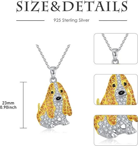 Vista 47 de Collares con colgante de perro de plata de ley S925 – 24 razas corgi/husky/labrador/pastor para mujer