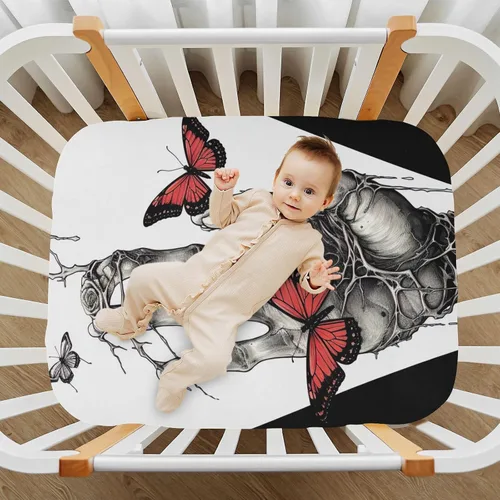 Vista 7 de Fitted Crib Sheets Skeleton Hand Butterfly Mini Crib Sheets for Boy & Girl Toddler Mattress Sheets Playard Sheet 21216126