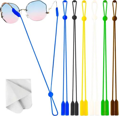 Vista 9 de BILIONE 6 correas ajustables para gafas, soporte de silicona antideslizante para gafas para mujeres y hombres, correa para gafas deportivas