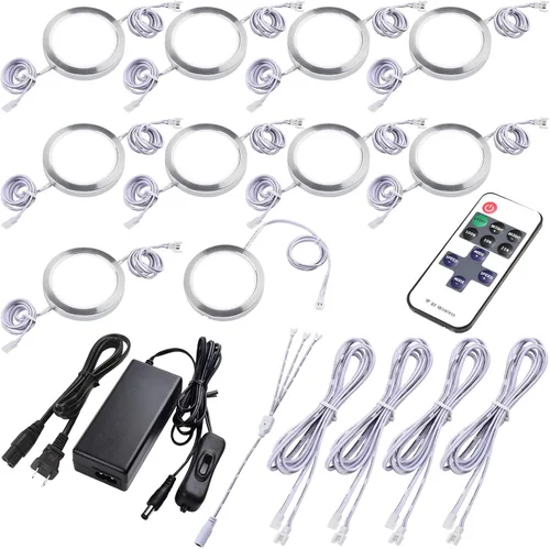 Vista 8 de Kit de iluminación de disco debajo del gabinete, iluminación de ambiente, control remoto LED RF inalámbrico regulable, enlazable en cadena