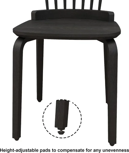 Vista 9 de Dining Chairs Set of 2, Farmhouse Wooden Spindle Back Kitchen Chairs, Windsor Dining Chairs for Kitchen and Dining Room, Solid Wood Slat Back Black