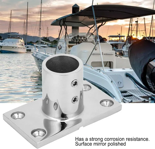 Vista 5 de Barandillas para barcos Pasamanos Montaje 316 Base rectangular Barandilla de Barco Base para Hardware de Cubierta Acero Inoxidable Barco Base Redonda