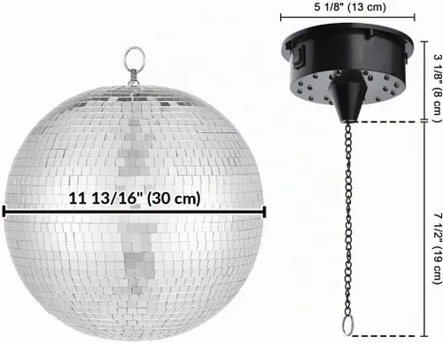Vista 8 de Yescom Bola de discoteca grande de 12 "con motor giratorio 6RPM 18 RGBW