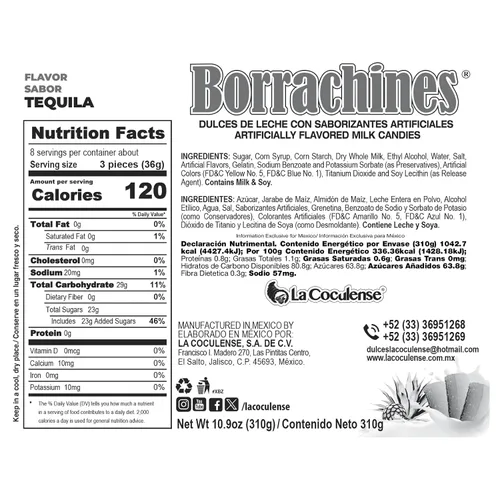 Vista 2 de La Coculense - Borrachines - Caramelos de leche con sabor a tequila - 3 cajas de 24 piezas cada una