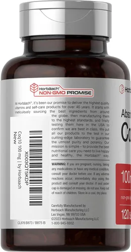 Vista 3 de Horbäach Cápsulas blandas CoQ10 de 100 mg 120 unidades Suplemento sin OMG y sin gluten