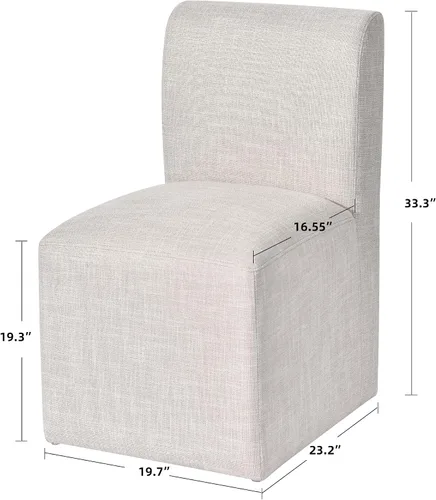 Vista 2 de DUHOME Silla de comedor tapizada con ruedas, sillas de comedor modernas de lino con ruedas para comedor, dormitorio, sala de lectura, sala de estar
