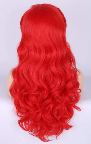 Vista 4 de Topcosplay Peluca Ariel para adultos, disfraz de Halloween, peluca de cosplay larga y rizada