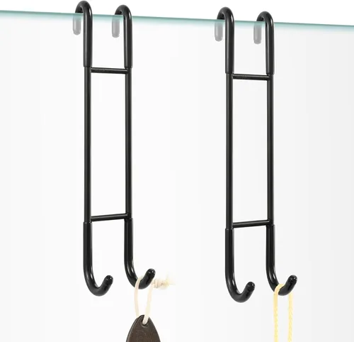 Vista 8 de NINETREX - Ganchos para puerta de ducha, ganchos sobre puerta de vidrio para baños de vidrio sin marco, gancho de acero inoxidable SUS 304 Dorado