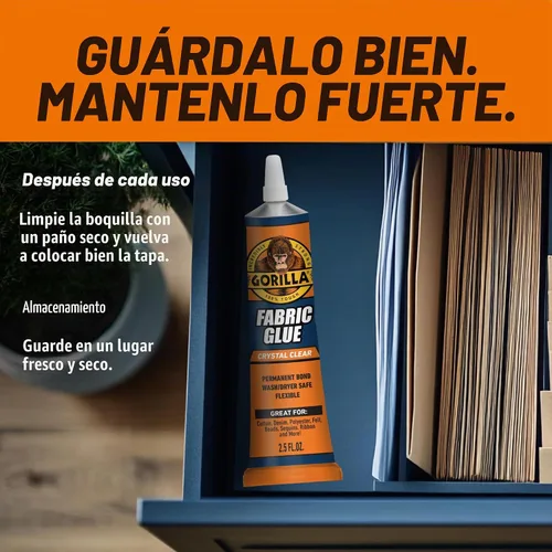Vista 9 de Gorilla Pegamento de tela impermeable, tubo de 2.5 onzas, transparente