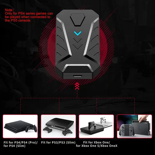 Vista 3 de Convertidor de teclado y ratón, adaptador de teclado USB C portátil y mouse para controladores de juego de retardo, convertidor de adaptador