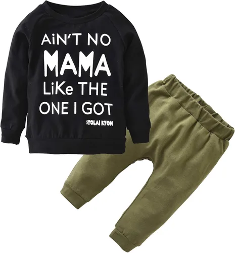 Vista 2 de Conjunto de ropa para bebés y niños pequeños con letras impresas, pantalones, leggings