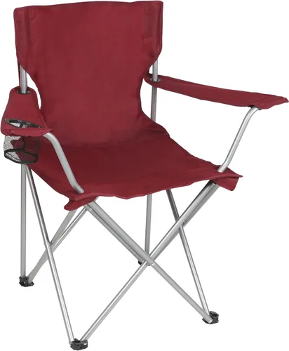 Vista 5 de Silla de campamento plegable básica con soporte para tazas, color rojo, para adultos