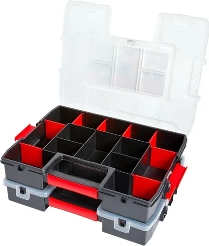 Vista 3 de CRAFTSMAN Organizador de herramientas, 2 paquetes con 14 compartimentos, tapa incluye pestillo seguro (CMST60944M)