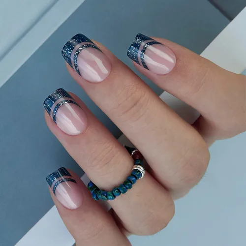 Vista 52 de CurvLife - Uñas postizas cuadradas cortas a presión, color blanco brillante Cuadrado Gradiente Blanco