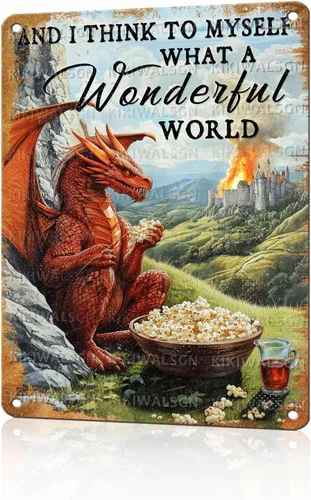 Vista 20 de Letreros metálicos para decoración de pared con diseño de dragón, con texto en inglés "Do Not Meddle in the Affairs of Dragons", divertido póster