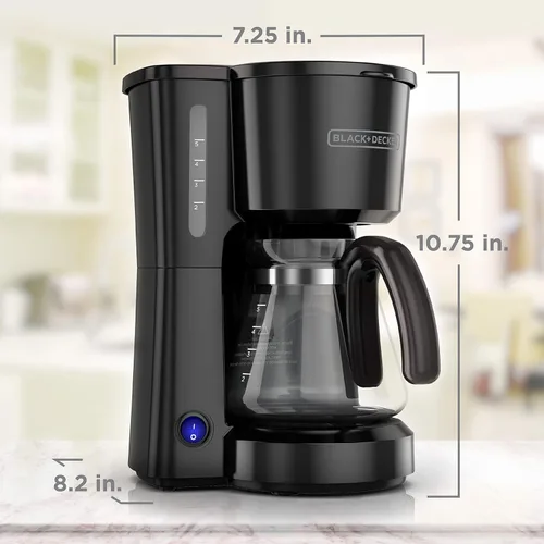 Vista 8 de BLACK+DECKER Cafetera de 5 tazas con interruptor de encendido/apagado, función Sneak-A-Cup y ventana de agua de fácil visión, color negro