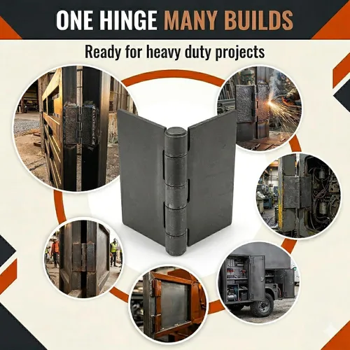 Vista 8 de Bisagras soldables resistentes de 4 pulgadas Diseño de bisagra de acero para puertas y puertas pesadas Larga duración, resistente a la corrosión