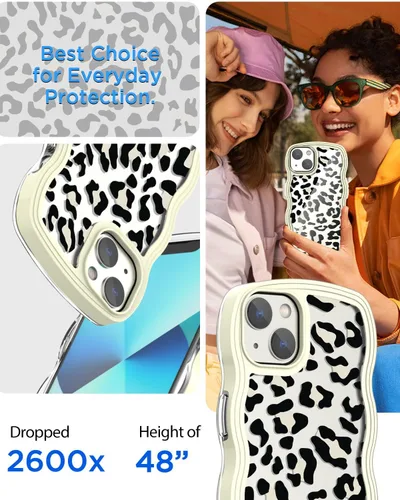 Vista 4 de AICase Funda para iPhone con estampado de leopardo/guepardo para iPhone (amarillo, iPhone 11)