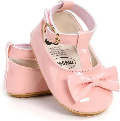 Vista 5 de SOFMUO Mary Jane - Zapatos planos con lazo, zapatos de ballet para niñas pequeñas, primeros caminantes, para boda, Navidad, zapatos de vestir