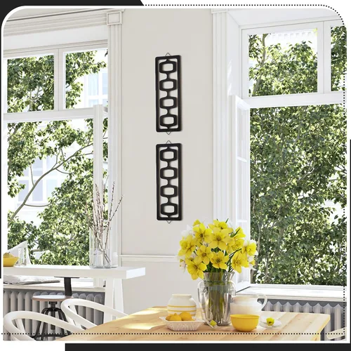 Vista 5 de CroBlissful 2 piezas de arte de pared moderno de mediados de siglo, madera, acentos decorativos de elegancia de mediados de siglo, escultura