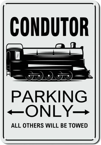 Vista 34 de Letrero de metal para coleccionista de trenes, arte de pared de metal solo para estacionamiento, decoración del hogar, tren, conductor, ferrocarril