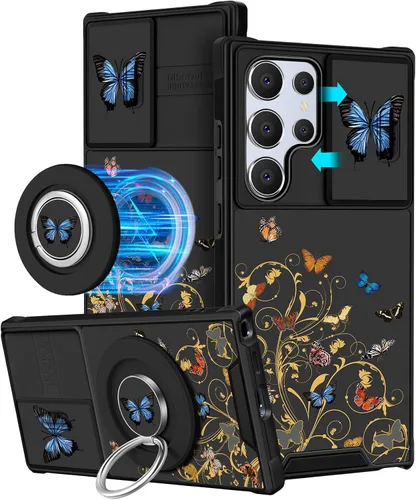 Vista 48 de Funermei Funda para teléfono Samsung Galaxy A15 5G - [2 en 1] Funda para teléfono de mujeres lindas chicas, diseño femenino de mariposa negra