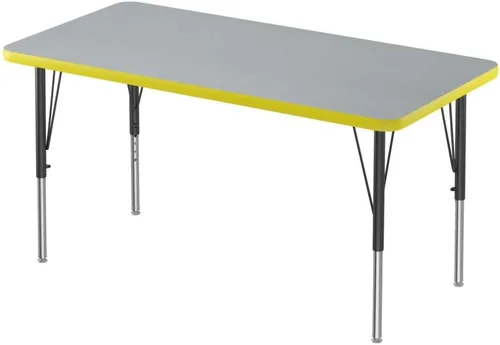Vista 25 de Correll Mesa rectangular de actividades para el aula de 24 x 48 pulgadas, altura ajustable (19 a 29 pulgadas), parte superior de granito gris, borde
