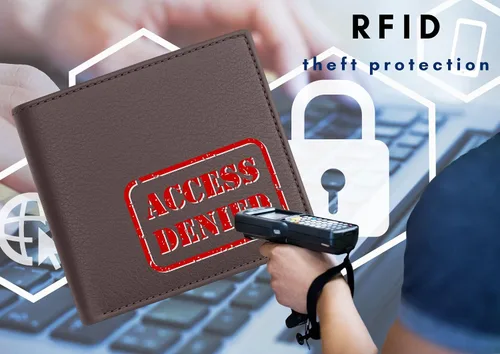Vista 24 de Bullz RFID bloqueo de señal de protección contra robo de cuero grande grueso de seguridad para hombre cartera, Negro