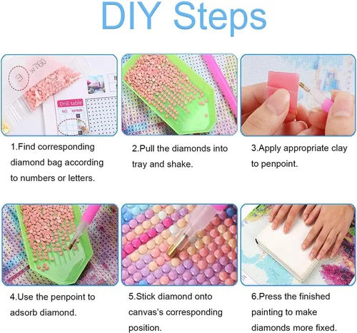Vista 7 de Kits de arte de diamantes para adultos, kits de pintura de diamantes de paisaje lunar para principiantes, kits de arte de gemas de puntos