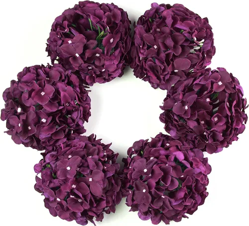Vista 17 de DuHouse Hortensias artificiales de seda con tallos, hortensias falsas para bricolaje, centro de mesa de boda, decoración del hogar, paquete de 6