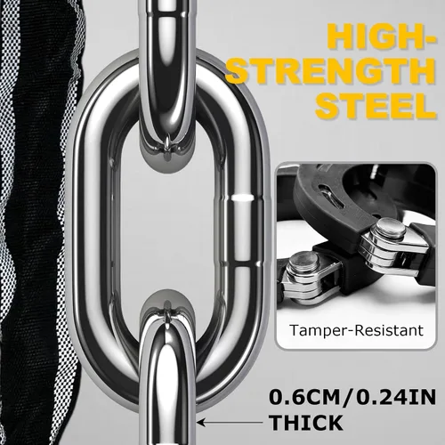 Vista 3 de Candado antirrobo, cerradura de bicicleta de 36.6 pulgadas, cadena resistente con combinación de 4 dígitos, bloqueo de scooter eléctrico, cadena