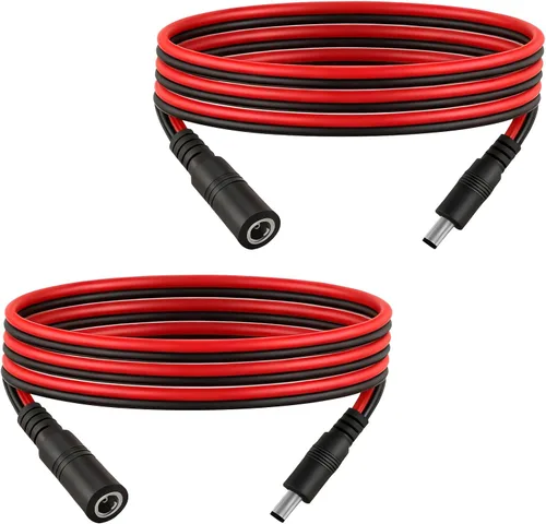 Vista 9 de Cable de extensión de alimentación CC de 1.6 pies de 0.217 in x 0.098 in, conector 5525 de 14 AWG macho a hembra, cable de conexión para tiras