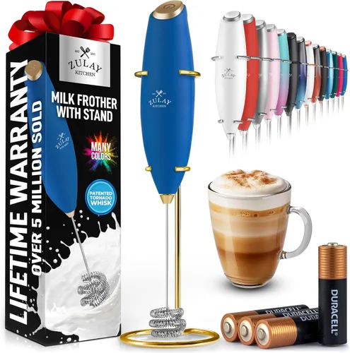 Vista 194 de Zulay Milk Boss Espumador de leche potente manual, hace espuma para latte, batidor para mezclar bebidas, café, miniespumador para capuchino, frappé