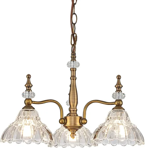 Vista 12 de HDDFL Candelabro de 3 luces, lámpara moderna colgante para comedor, entrada, sala de estar, dormitorio, cocina, marrón y latón
