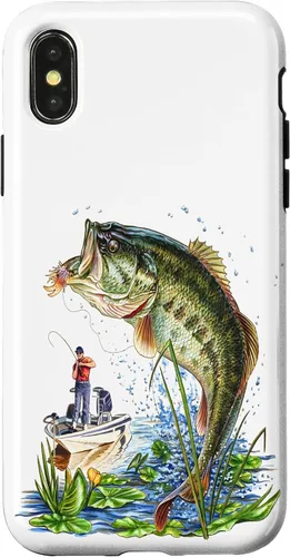 Vista 5 de Fishing Graphic Large Mouth Bass Fish - Fisherman Case for iPhone 17