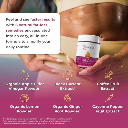 Vista 5 de One Sol Quemador de grasa para mujeres, potenciador natural del metabolismo, quema más calorías, aumenta la energía y el estado de ánimo, reduce