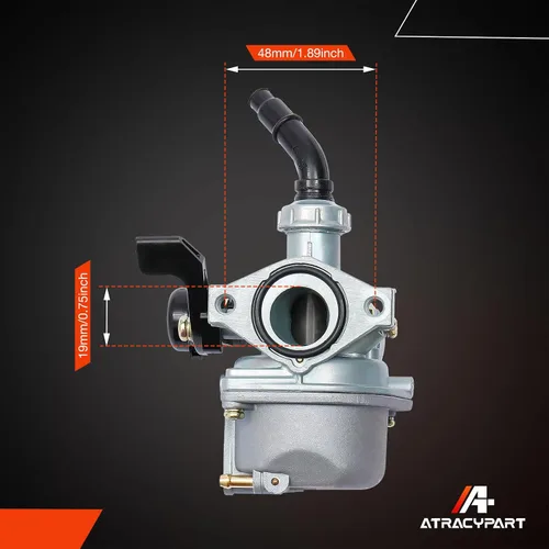 Vista 6 de Carburador PZ19 compatible con 50 cc, 70 cc, 80 cc, 90 cc, 110 cc, 125 cc, ATV Dirt Pit Bike Taotao Clone ATV Chino Quad 4 Stroke ATV Go Kart Pit